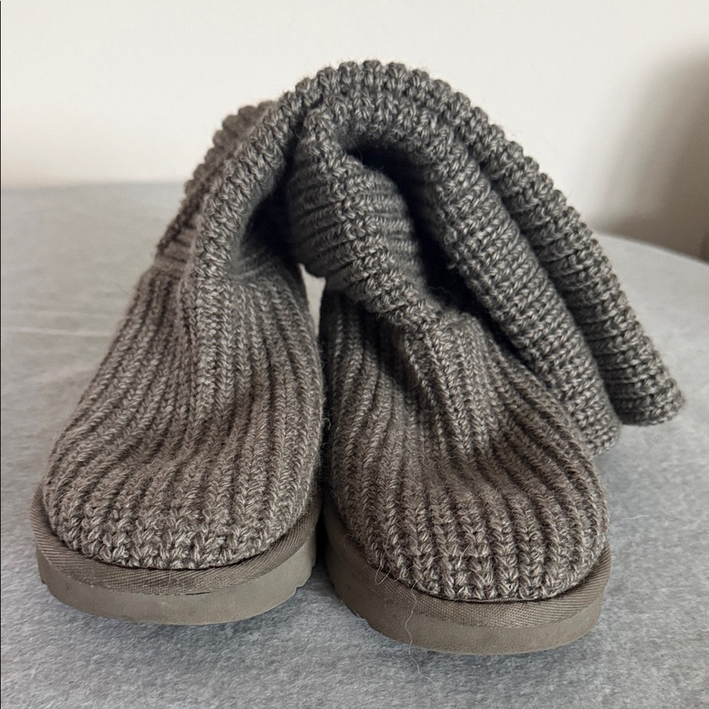 UGG Gray Knit Slipper Boots